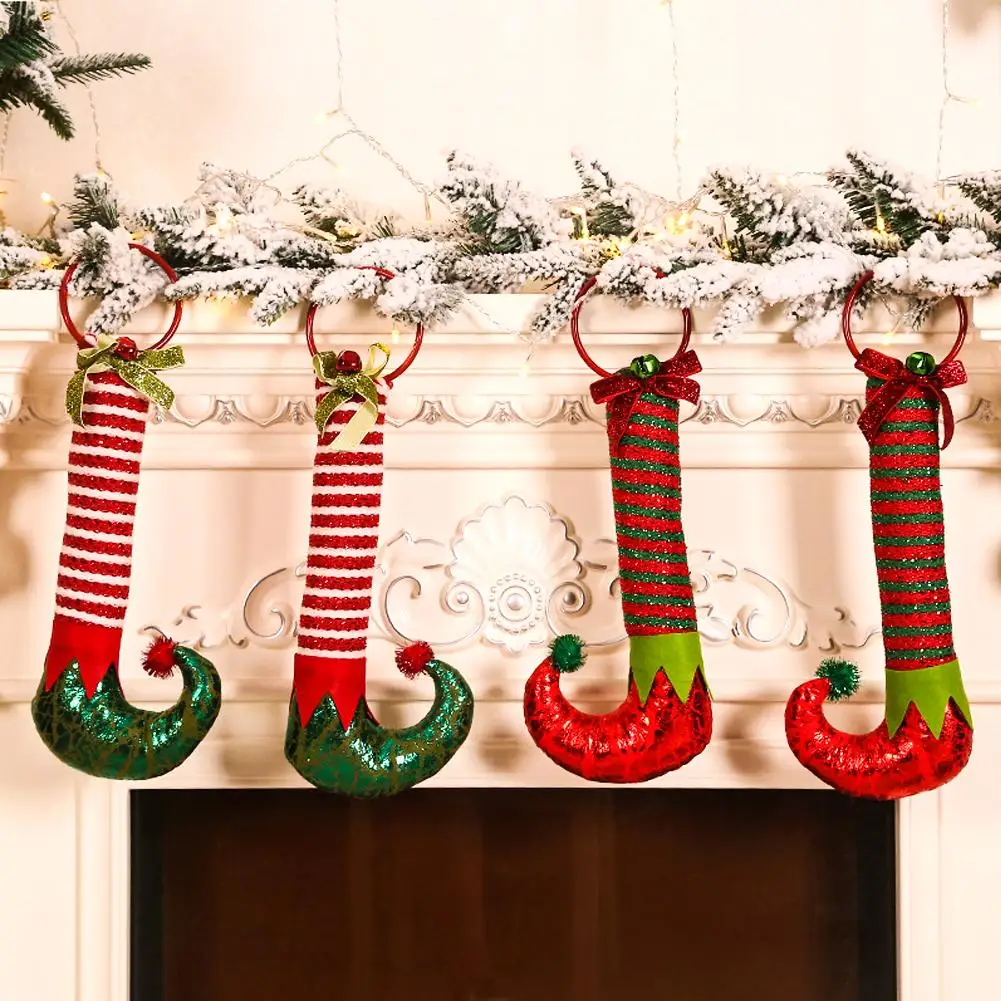 

Creative Elf Feet Hanging Hoops Door Knockers New Christmas Decorations Charm Closet Door And Window Ornaments Festival Pendant