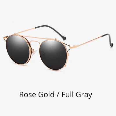Два Oclock, женские очки, оправа для оптических линз, женские солнцезащитные очки с клипсой по рецепту, круглые, кошачий глаз, женские Z17102 - Цвет оправы: Rose Gold-Gray
