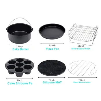 

7pcs/set 8 Inch Air Fryer Accessories for Airfryer 3.8QT-5.8QT Pizza Pan Cake M76D