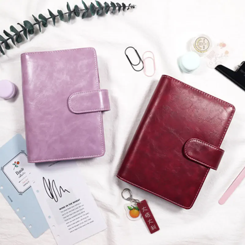 

Yiwi Purple Red PU Notebook Planner Organizer binder Diary Schedule book planner diary Loose-leaf binder School supplies A5 A6