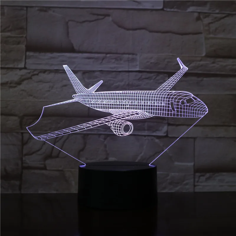 Модель самолета USB светодиодный 3d-ночник Иллюзия Lampara аэроплан детский подарок пассажирский самолет настольная лампа прикроватная 3D-2009 подарок