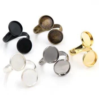 

12mm 3pcs/Lot High Quality Classic 5 Colors Plated Brass Adjustable Ring Settings Blank/Base,Fit 12mm Glass Cabochons,Buttons