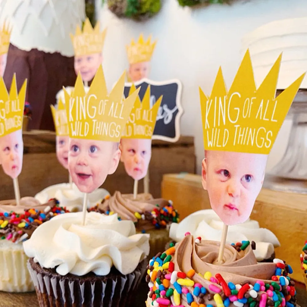 Su Ordinazione Del Capretto Foto Where The Wild Things Are Toppers Cupcake, Personalizza Compleanno Selvaggio Una Foto Del Partito Decorazione Del Big