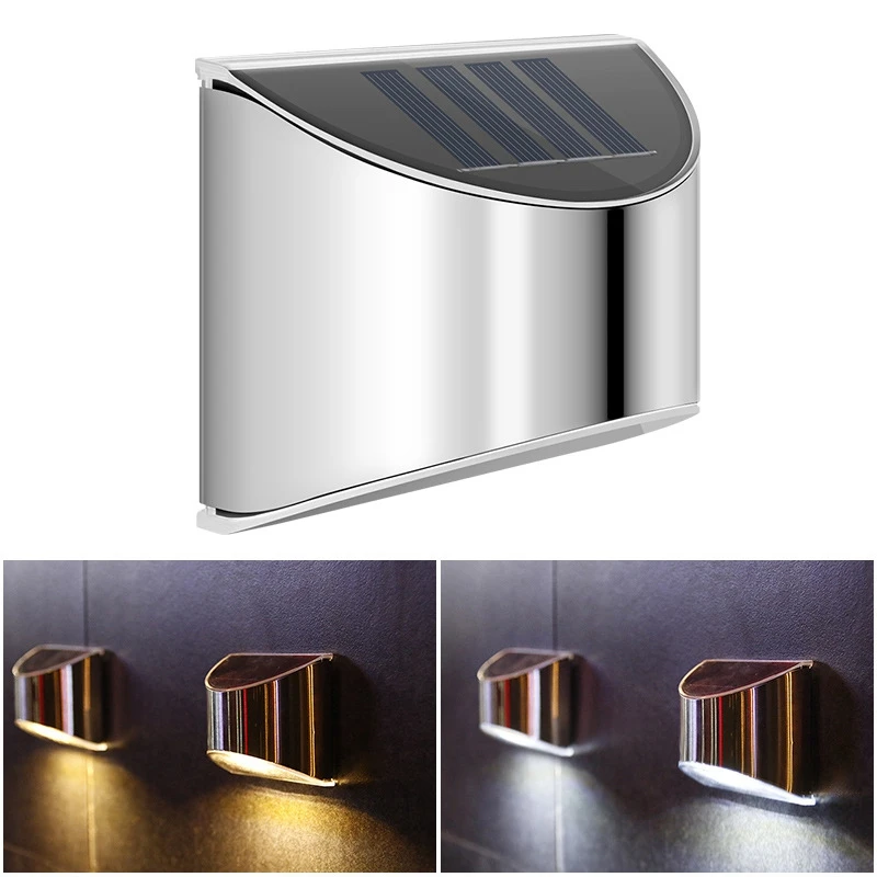 

4Pcs Stainless Steel Led Solar Wall Light Motion Sensor Waterproof Fence Solar Lamp Outdoor Street Light for Garden Decoration