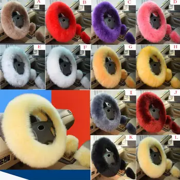 

Plush Warm Steering Wheel Cover Handbrake Car Accessory Auto Fur Oct 24