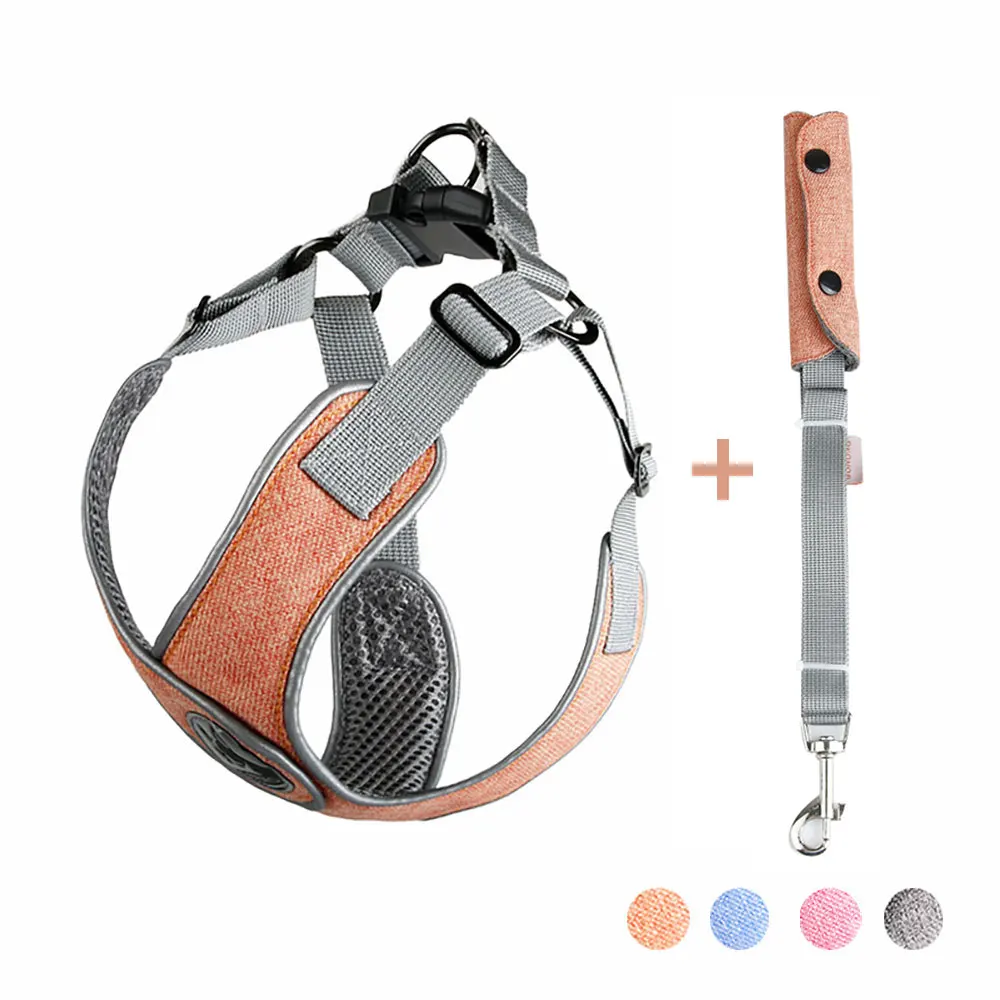 Arnés para perros reflectante transpirable, chaleco deportivo sin tirones con Clip frontal y mango de fácil Control para pasear perros