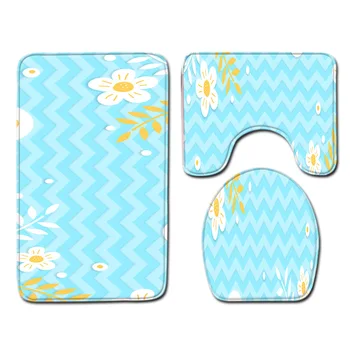 

Grain Bathroom Carpet 3pcs Anti-Slip Home Floor Mats Decoration Absorbent Toilet Rugs Toilet Accessories