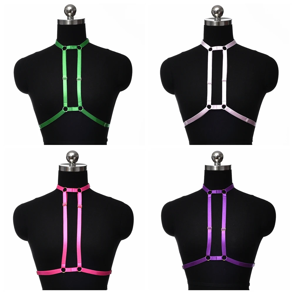 

Бандажный бюстгальтер на бретельках в стиле Панк Harajuku, женское сексуальное нижнее белье, фетиш, многоцветный бандаж, боди-клетка, готический панк, короткий топ, бюстгальтер