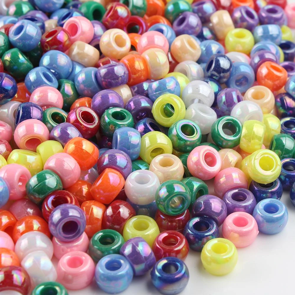 Cuentas acrílicas de colores AB para fabricación de accesorios para pulseras hechas a mano, gran agujero, cilindro redondo, espaciador suelto, 100 Uds.|cuentas| - AliExpress