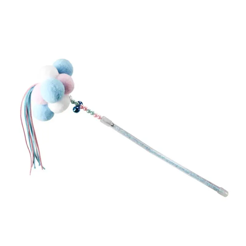 Домашнее животное игрушка-грызунок Кот в Stick волшебный мяч колокол Ленточки Интерактивная палка лежанки - Цвет: Синий