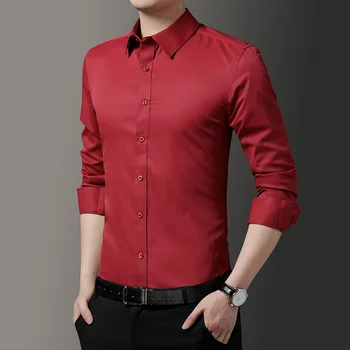 

2020 new Spring Autumn Long Sleeve Shirt Men's lapel Business Shirts 1756