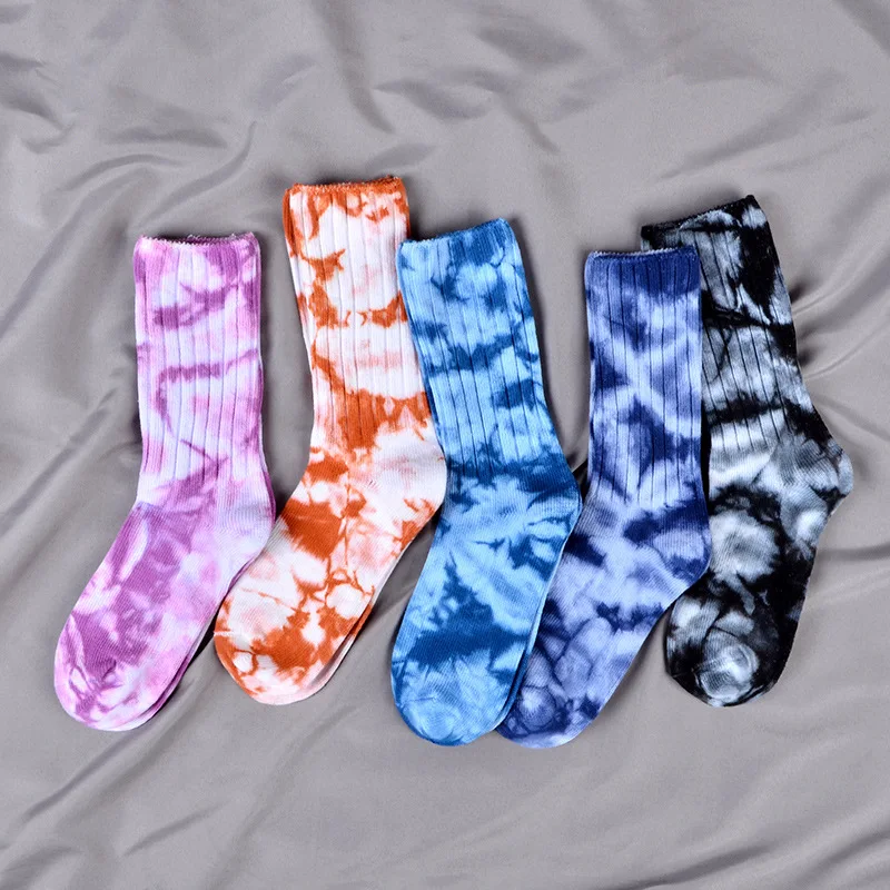 

Tie Dye Woman Sock Ladies Thick Line Standard Socks for Women Colorful Happy Crew Sox Couples Cotton Trendy Autumn Winter Sokken