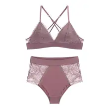 Munllure крест красоты обратно вышитые кружева треугольник чашки без стального кольца женское нижнее белье, бюстгальтер набор