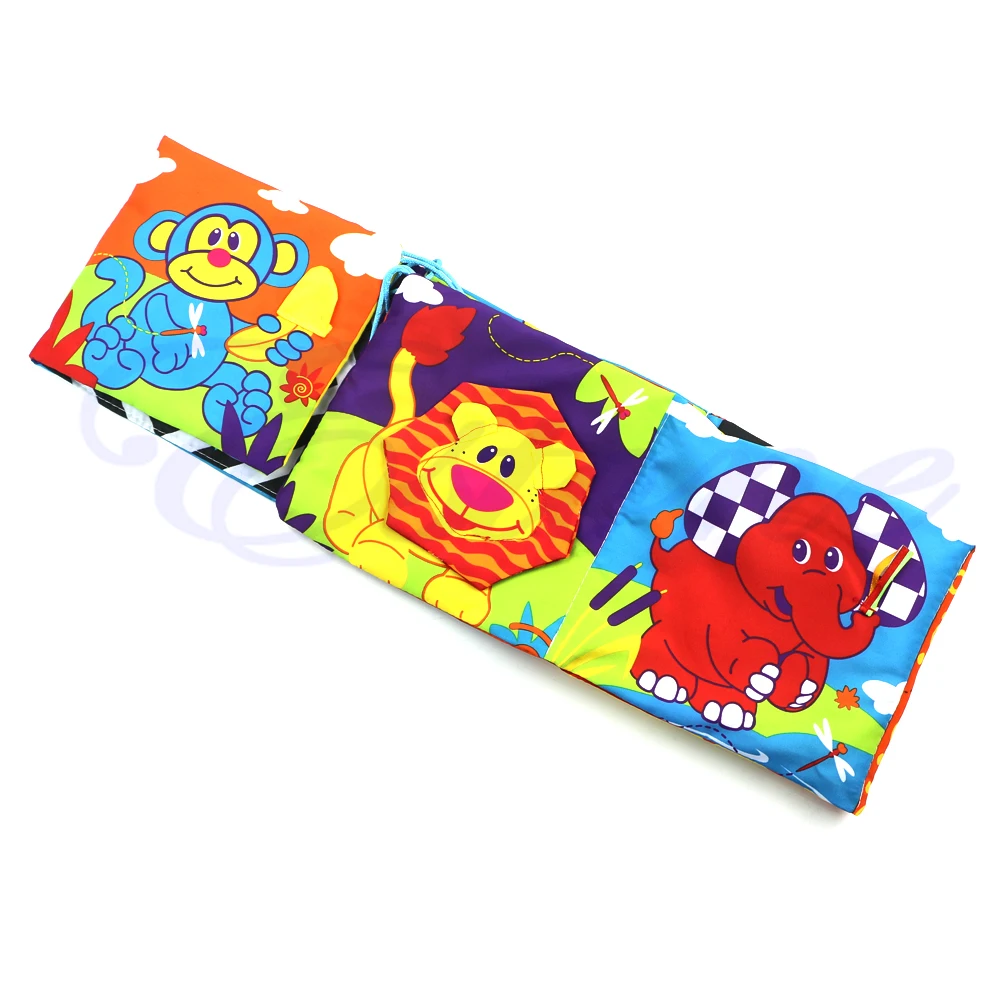 Infant Baby Crib Development Gallery High-Contrast Puzzle Zoo Cloth Book AXYF