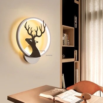 

Postmodern Bedside Bedroom LED Decor Wall Lamps Nordic Beside Elk Sconces Lighting Creative Wall Lights Home Decor Wall Lamp