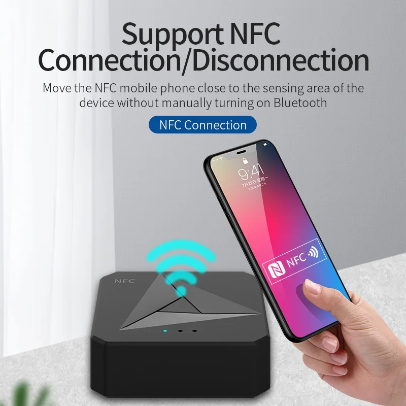 LEORY 2 IN 1 NFC Desktop bluetooth Transmitter Receiver Wireless Audio Adapter RCA 3 5mm AUX for TV PC Headphone Car Speaker