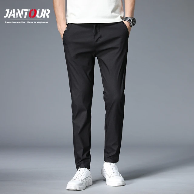Men's Spring Summer Pants Men Casual Pant Mens Breathable Invisible Pocket  Trousers Male Skinny Formal Black Work Pants Size 38 - Casual Pants -  AliExpress