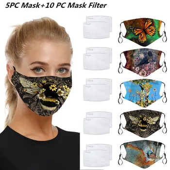 

5PC Windproof Foggy Haze Mask With Mask Gasket Face Mask Filter Cloth Face Mask Mask Reusable Mouth Mask Washab