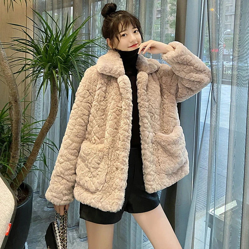 

Artificial Fur Coat Women Winter Coats 2020 Thick Warm Plus Size Crop Jacket Female Oversize Monteau Femme Kawaii Clothes