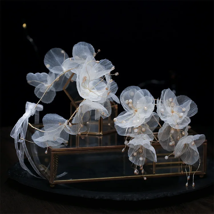 wedding Bride Headdress Hair Bands Immortal Beaded Flower Girls Ornament Pearl earring Hair Accessories set jewelry set hair accessory bridal headwear