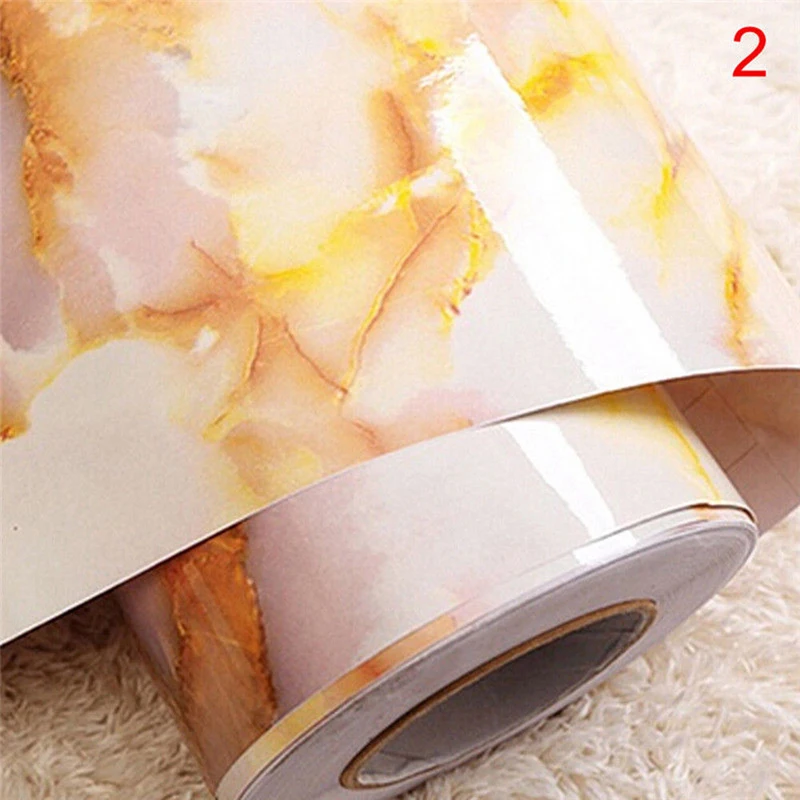 JX-LCLYL Self Adhesive Marble Effect Contact Paper Film Wall Covering Peel-Stick Decor