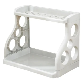

2-Tier Desktop Storage Shelf Plastic Seasoning Cosmetic Storage Rack Countertop Shelf for Kitchen Bedroom 66CY