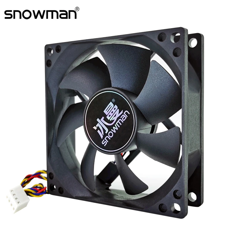 SNOWMAN ventilador silencioso 8CM para ordenador, ventilador de de CPU, caja de refrigeración de PC, DC12V, 80mm, 4 pines, PWM|Ventiladores refrigeración| - AliExpress