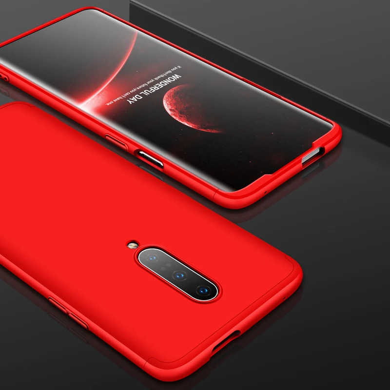 360 градусов чехол для Oneplus One Plus 7 Pro 5G 6 6T 5 5T чехол 3 в 1 Жесткий PC защитный матовый чехол - Цвет: Красный