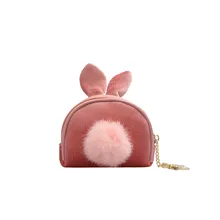 Мини-кошелек милый женский простой кошелек для монет с заячьими ушками многофункциональная сумка для монет пушистые сумки на цепочке# G2