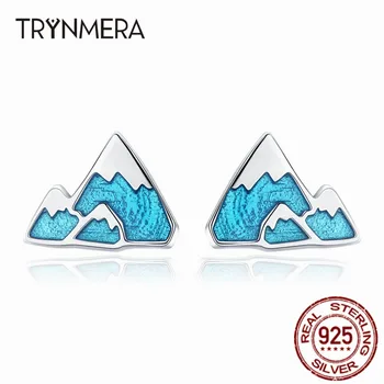 

Trynmera Hot sale Trendy 925 Sterling Silver iceberg Small Blue Enamel Stud Earrings for Women Sterling Silver TE055