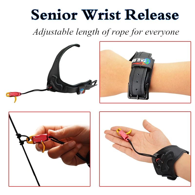 1pc Archery Wrist Release Aids Trigger Caliper Straps Adjustable