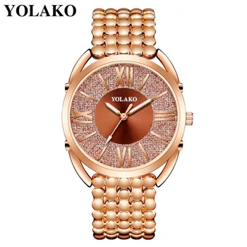 

Fashion round women's simple watch, luxurious fine flashing dial, exquisite stainless steel thin strap, versatile elegant L58