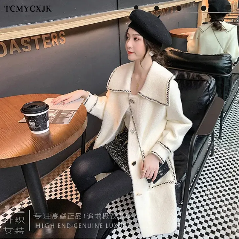 

2020 Imitation Mink Velvet Jacket Womens Winter Jackets New Korean Style Personalized Button Coat Wool Western Style Loose Coats
