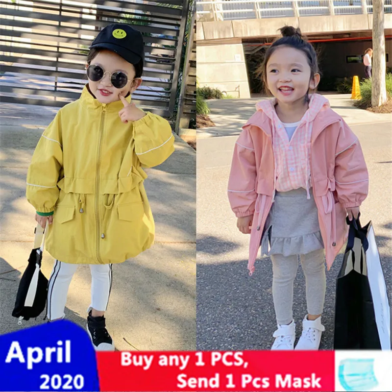 

XINI MOMMY 2020 Spring Autumn Girl's coat, belted windbreaker Fashion winter jacket girls coat jacket girl Streetwear Y305