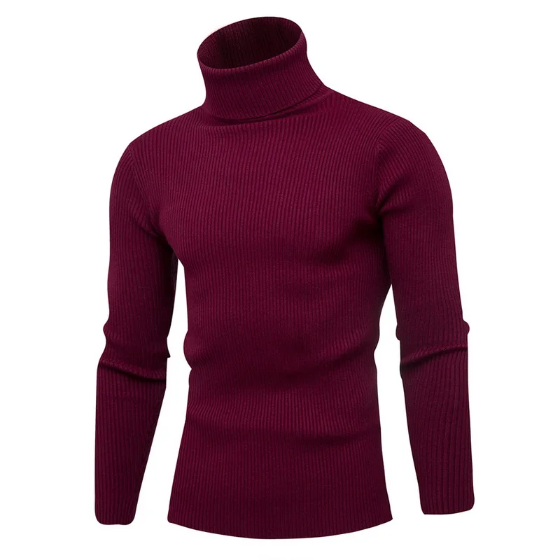 WENYUJH, высококачественный теплый свитер с высоким воротом, мужской однотонный вязаный мужской свитер, повседневный тонкий пуловер, мужской топ с двойным воротником - Цвет: color 13 Style 2