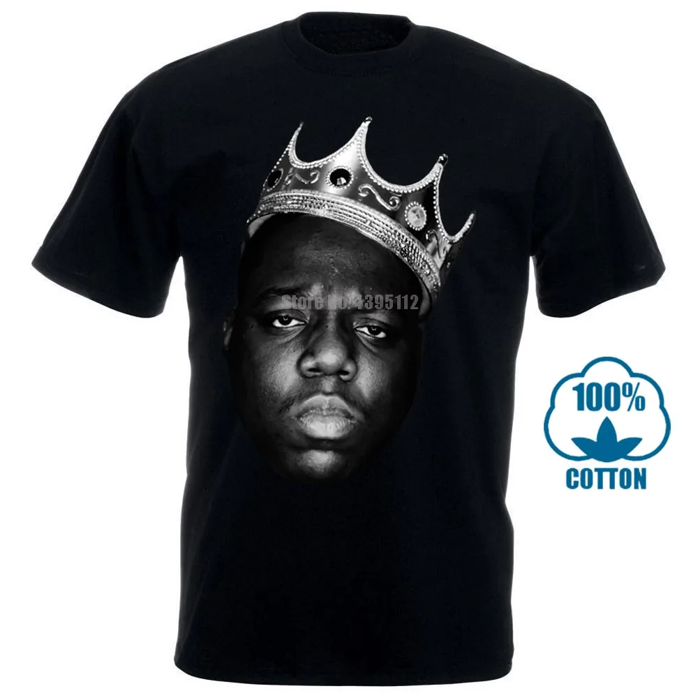 

Mens Tshirt Short Sleeve Round Neck Casual Tee Letter King Biggie Small The Notorious B I G Big Poppa Printed Cotton Male Shirt
