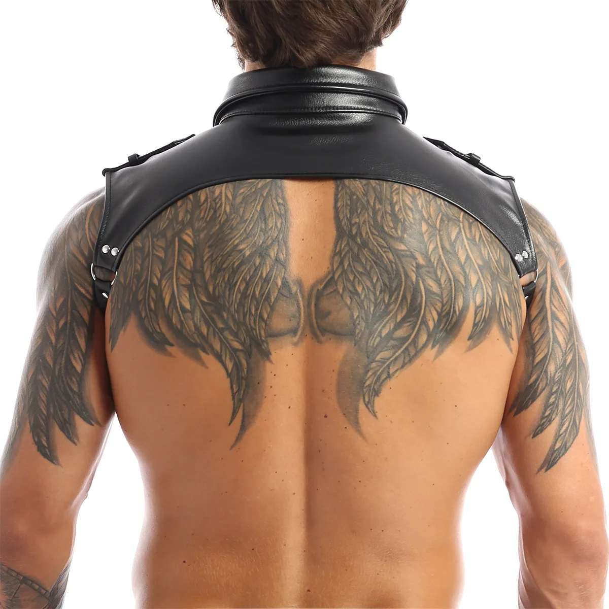 Harness Men Shoulder Hombre Body Chest Harness Zentai Lapel Bondage Gay Costume Nightclub Performance Tops Press Button Lingerie cosplay costume latex lingerie mens bondage lingerie sexy fetish wear men chest harness belt