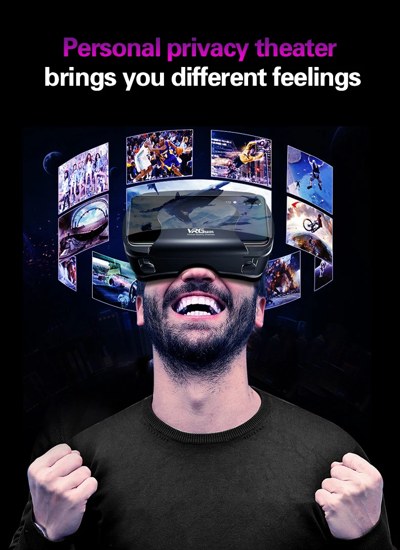 3D VR Headset Smart Virtual Reality Glasses Helmet For Smartphones Phone Lenses With Controllers Headphones 7 Inches Binoculars