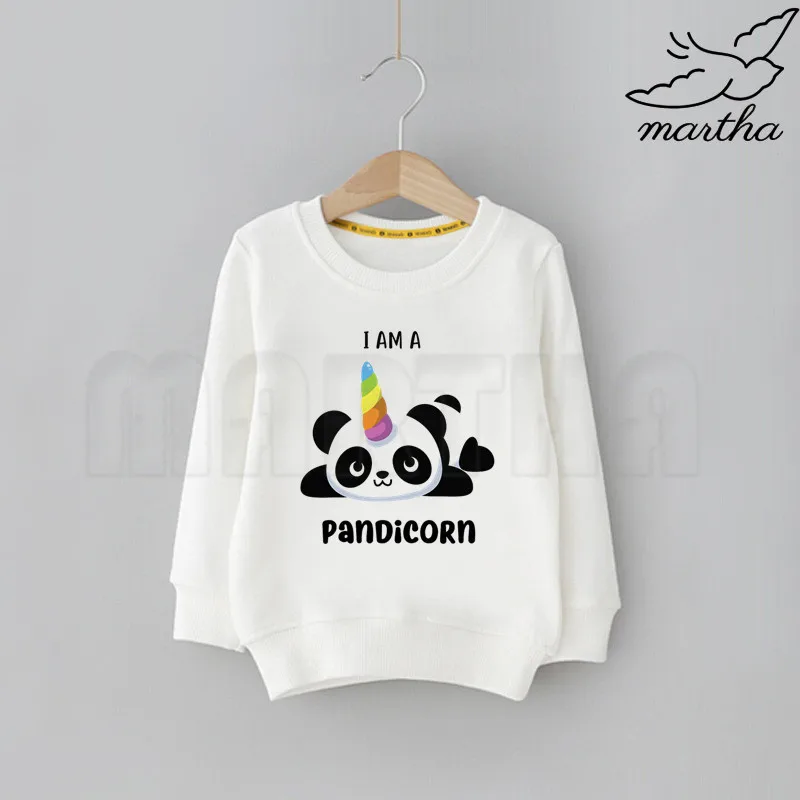 Детская толстовка с капюшоном с рисунком из мультфильма «I Am A Pandicorn»; свитера с милым принтом; детская одежда; детские толстовки с капюшоном и рисунком - Цвет: B