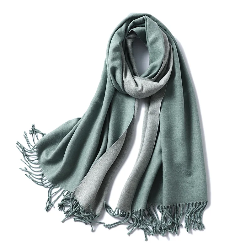 Зимний кашемировый шарф для женщин, пашмины шали и палантины, однотонный принт с кисточками, шарфы, теплый шарф для женщин