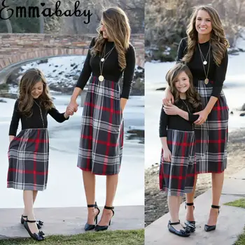 

Family Matching Outfit Mother and Daughter Clothes Dress Baby Girl Plaid dress Christmas Dress Casual Family Clothing