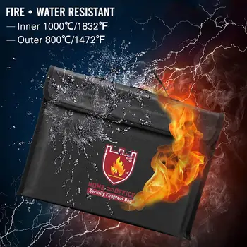 

DishyKooker 38*28*7.5cm Double Side High Temperature Resistant Waterproof Fireproof Documents Bag with Handle