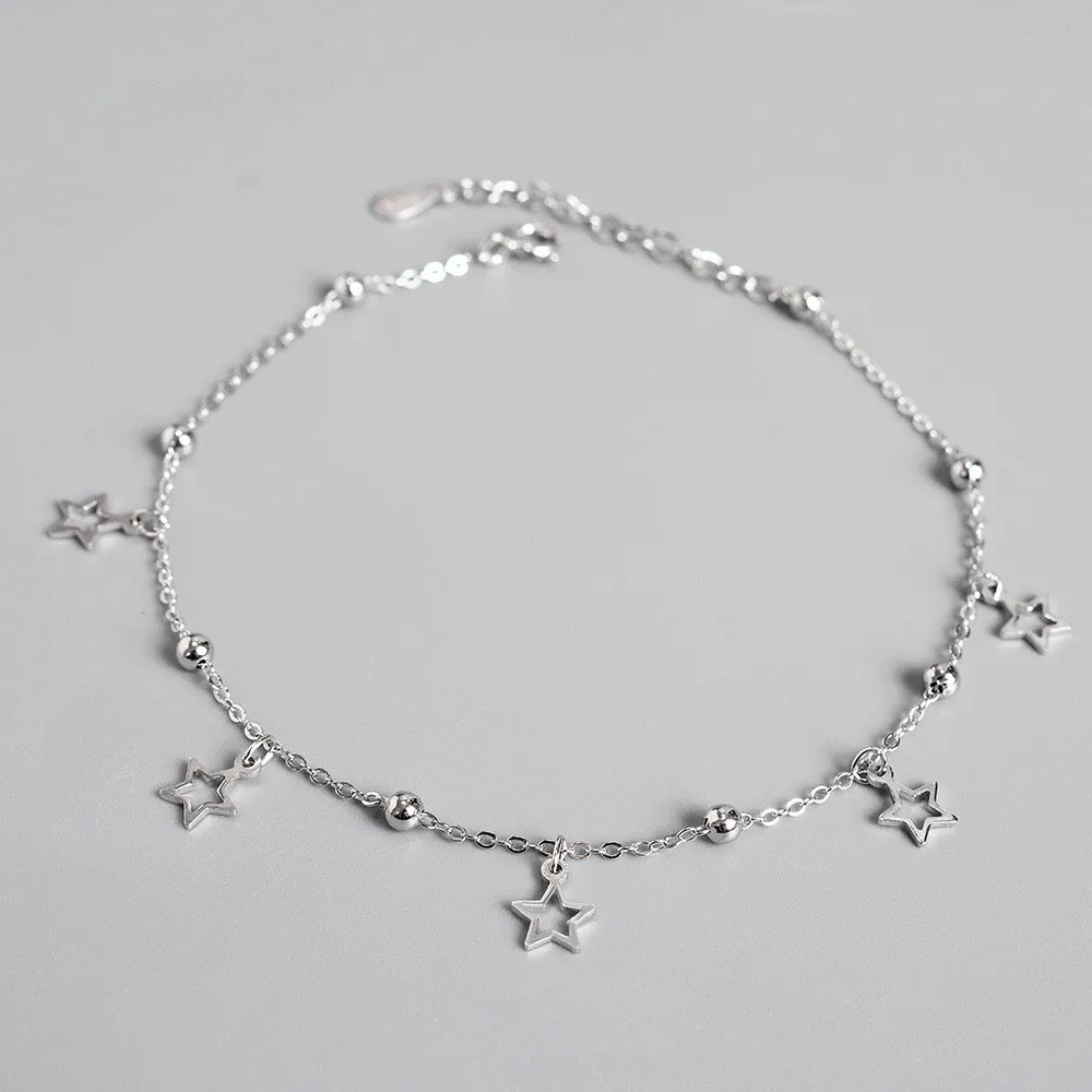 925 Sterling Silver Simple Star Pendant Anklet Women Summer Ocean Beach Casual Jewelry Accessories Girlfriend Gift - Image 6