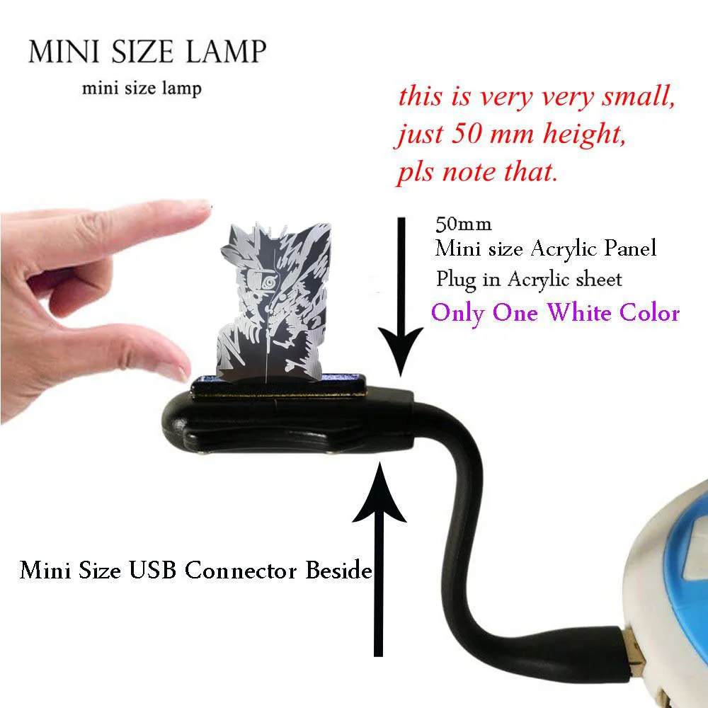 MINI USB Lamp Uzumaki Наруто нарезанный в двух 3D иллюзии ночник хороший и злой 7 Красочный Arcylic ночник домашний Декор светодиодный свет - Испускаемый цвет: MINI USB Lamp