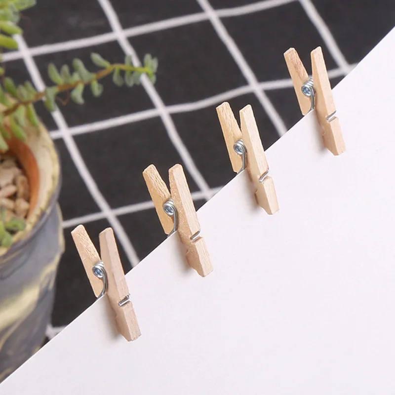 100PCS 25mm,30mm,45mm Clothes Pegs Mini Wooden Paper Photo Clips Clothespins Wood Clamps For Storage Supplies Wooden Clips