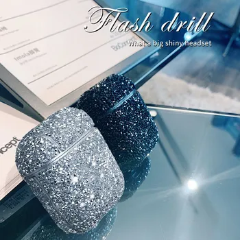 

Hot cute glitter bling particles Wireless Earphone Charging hard case for Apple AirPods 2 1 Bluetooth Headset cover