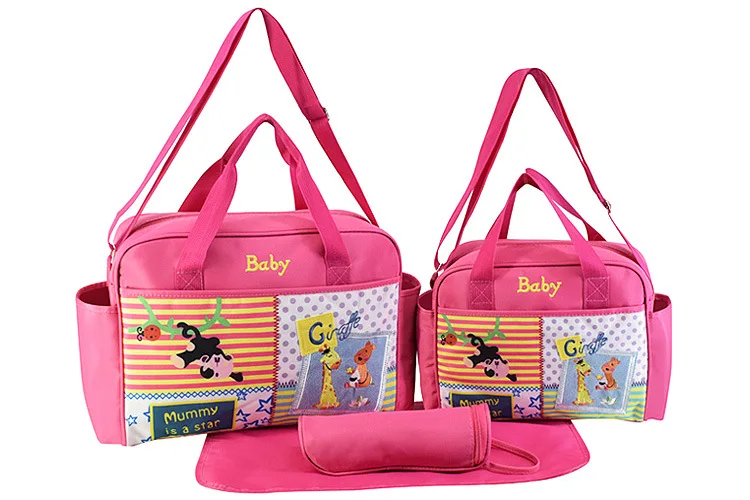 4 Pcs/set Baby Diaper Bag for Mom Fashion Mummy Maternity Nappy Bag Large Capacity Nursing Bags for Baby Care Multifunction