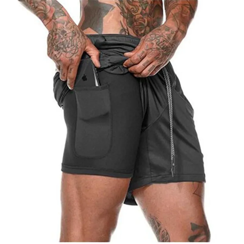 

Joggers Shorts Mens 2 in 1 Short Pants Gyms Fitness Bodybuilding Workout Quick Dry Beach Shorts Male Summer Sportswear Bottoms