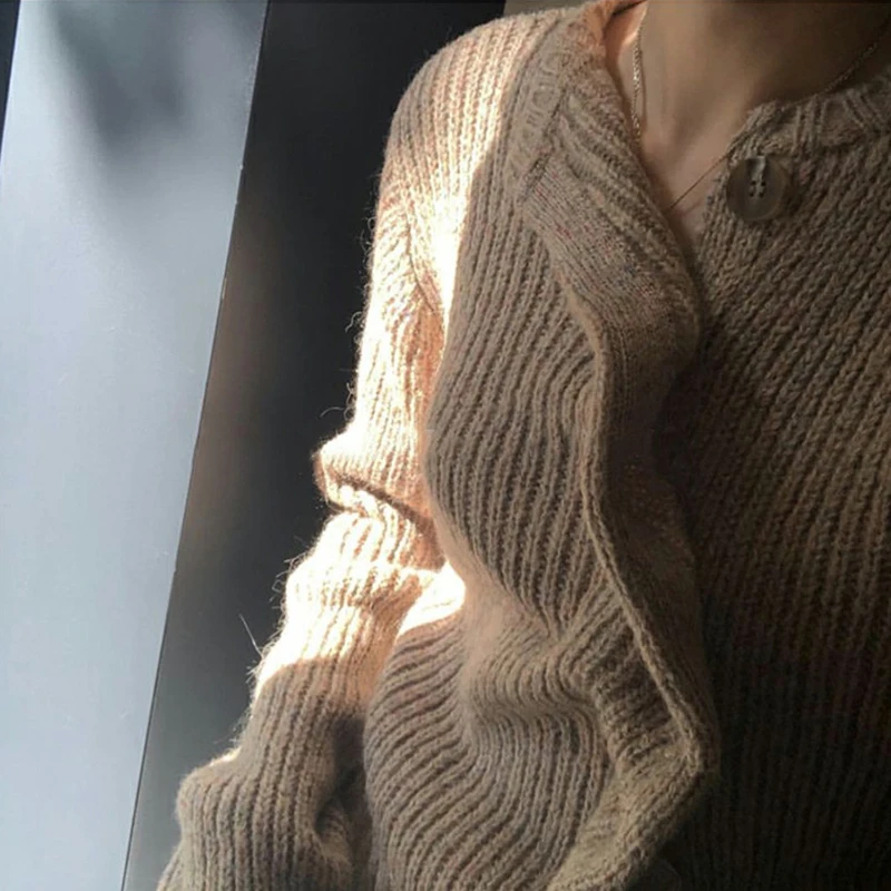 GALCAUR Асимметричный Ruched Вязание женские свитера с круглым вырезом с длинным рукавом корейский кардиганы женские осень зима мода