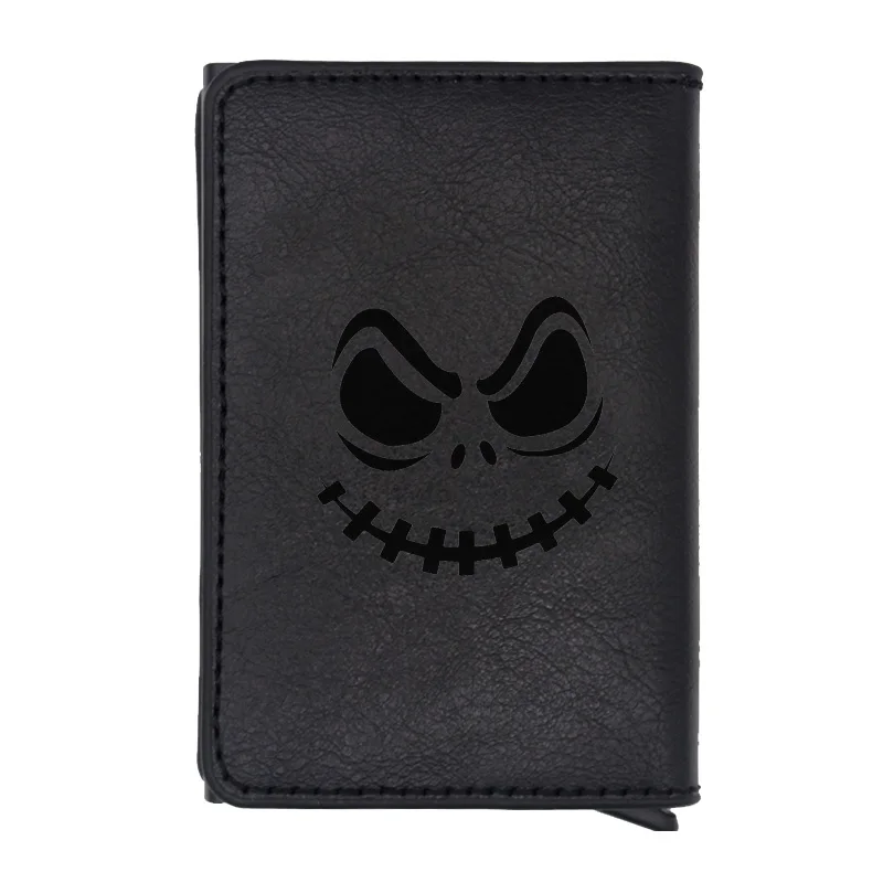 Black Винтажный кошелек Tim Burton Кошмар перед Рождеством, Rfid, классический кошелек для мужчин и женщин, кредитная карта, черные кожаные кошельки, короткий кошелек - Цвет: Black
